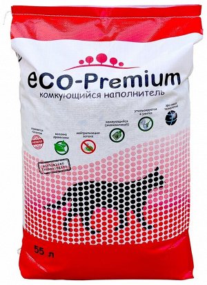 Наполнитель древесный комкующийся "ECO-Premium GREEN" 55л.