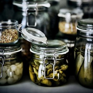 KORKEN, Банка с крышкой из прозрачного стекла, 0,5 л