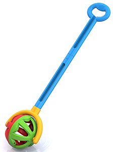 Игрушка-каталка НОРДПЛАСТ Шарик с ручкой (зелено-красная) 59х15х12 см.394