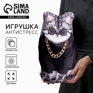 Игрушка антистресс «Серый кот босс»