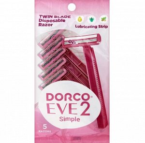 Женский одноразовый бритв. станок (5 шт.), 2 лезвия, увл. полоска DORCO EVE 2