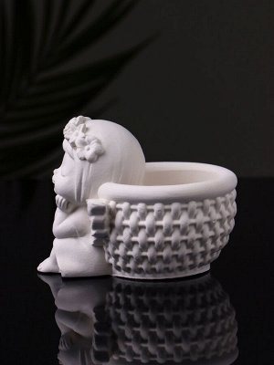 Подсвечник на 1 свечу «Ангел с корзинкой», гипс, 9x6.5x7 см