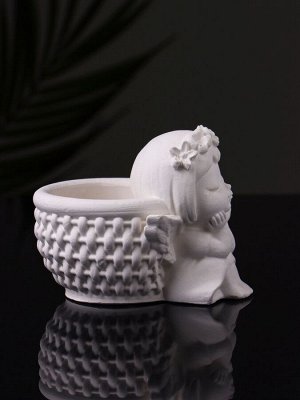 Подсвечник на 1 свечу «Ангел с корзинкой», гипс, 9x6.5x7 см