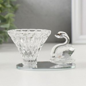 Стеклянный подсвечник на 1 свечу «Лебедь на пруду», d=4 см, 8.5x5.5x6 см