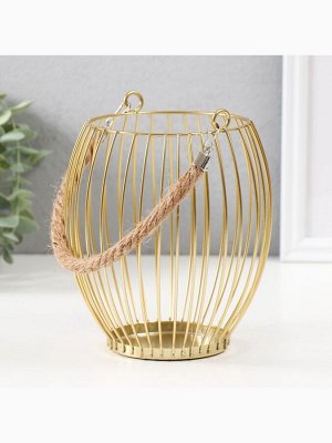 Подсвечник металл на 1 свечу «Корзина», d=10 см, бронза, 15x15x17 см