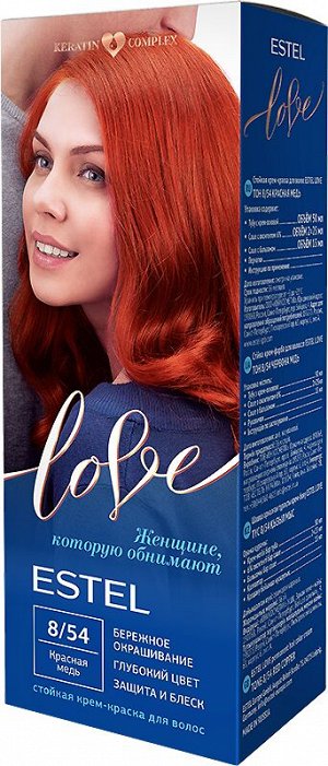 EL8/54 Стойкая крем-краска  для волос ESTEL LOVE тон 8/54 Красная медь