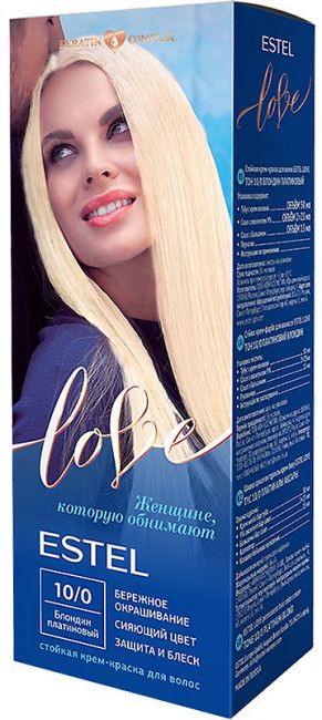 EL10/0 Стойкая крем-краска  для волос ESTEL LOVE тон 10/0 Блондин платиновый