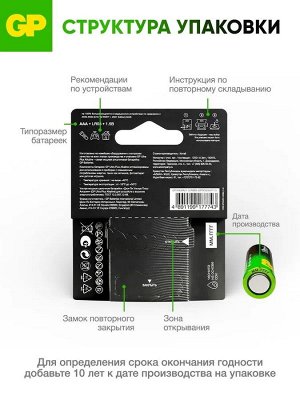 Батарейки ААА мизинчиковые алкалиновые G-TECH Ultra Plus 24AUPA21, набор 4 шт