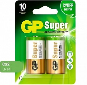 Батарейки алкалиновые SUPER LR14/C, набор 2 шт