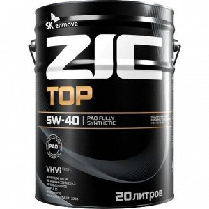 Масло моторное ZIC TOP 5w40, синтетическое, API SP, ACEA A3/B3/B4, универсальное, 20л, арт. 192682