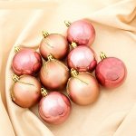 Шар Античность 6см 9шт пластик розовый