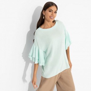 Блуза из вискозы с воланами, Молниеносная влюбленность (mint)