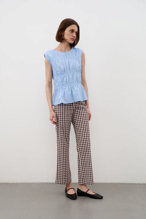 Брюки  TR2535_Brown Checkers/Коричневый, белый