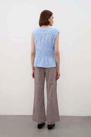 Брюки  TR2535_Brown Checkers/Коричневый, белый