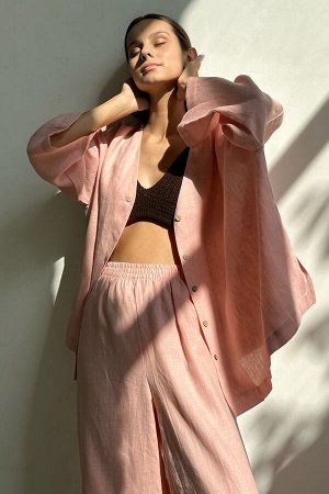 Костюм лён  SET004/06/Нежно-розовый