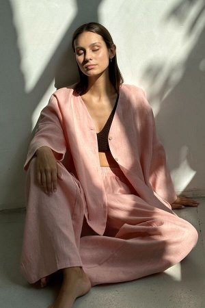 Костюм лён  SET004/06/Нежно-розовый