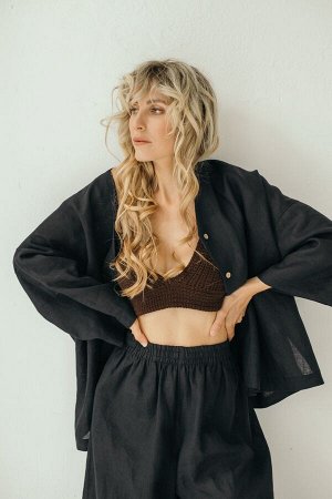 Костюм лён  SET004/01/Черный
