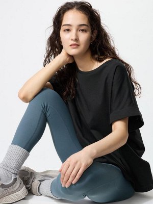 UNIQLO - свободная футболка из гладкого хлопка с коротким рукавом - 09 BLACK