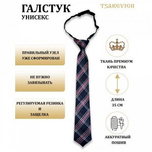 Галстук детский унисекс цвет Синий (крупная клетка) Tsarevich