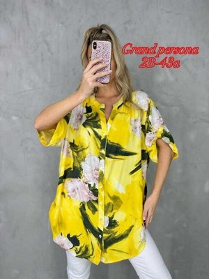 Женская рубашка. Ткань : Штапель размер 3XL(52-54), 4XL(54-56), 5XL(56-58), 6XL(58-60), 7XL(60-62)