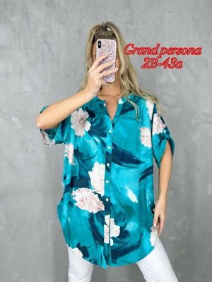 Женская рубашка. Ткань : Штапель размер 3XL(52-54), 4XL(54-56), 5XL(56-58), 6XL(58-60), 7XL(60-62)
