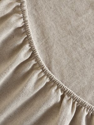 Простыня на резинке SL Home Linen collection 180*200+30 см , цв.бежевый, лён30%/хлопок70%