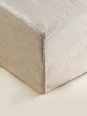 Простыня на резинке SL Home Linen collection 180*200+30 см , цв.бежевый, лён30%/хлопок70%