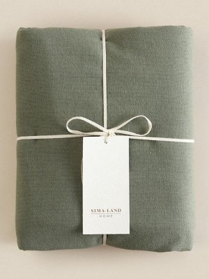 Простыня на резинке SL Home Linen collection 180*200+30 см , цв.зелёный, лён30%/хлопок70%