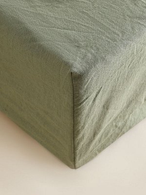 Простыня на резинке SL Home Linen collection 180*200+30 см , цв.зелёный, лён30%/хлопок70%