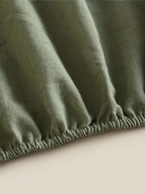 Простыня на резинке SL Home Linen collection 180*200+30 см , цв.зелёный, лён30%/хлопок70%
