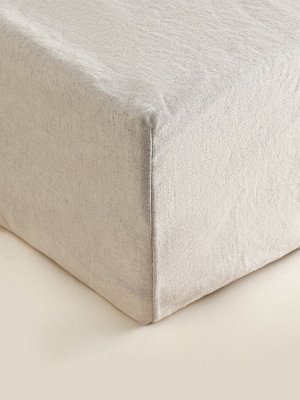 Простыня на резинке SL Home Linen collection 180*200+30 см , цв.серый, лён30%/хлопок70%