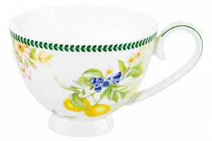 Чайный набор 12 пр. "Лимоны" на ножке, NEW BONE CHINA, 300 мл, 12,5x9,5x7 см