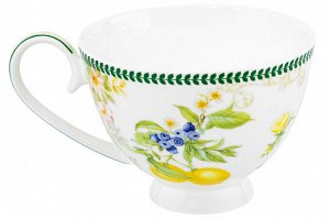 Чайный набор 12 пр. "Лимоны" на ножке, NEW BONE CHINA, 300 мл, 12,5x9,5x7 см
