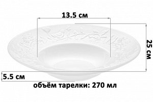 Набор суповых тарелок 2 шт. 25x25x5.5 см с рисунком "Птички на ветке"