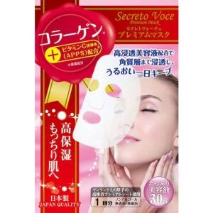 Secreto Voce Premium Collagen Face mask 5P/Премиальная маска для лица с коллагеном, витамином С (APPS) и растительными экстрактами 5 шт