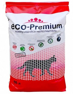 Наполнитель древесный комкующийся "ECO-Premium BLUE" 55л.