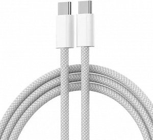 Комплект Кабель зарядный плетеный с Type-C (USB-C) на Type-C (USB-C) быстрая зарядка 60W 1м + iСкрепка