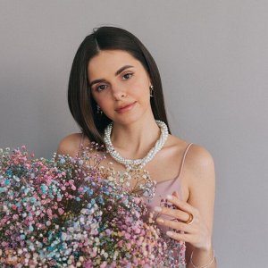 Бусы «Жгут» с жемчугом, шар №6.10, белые, L=45 см