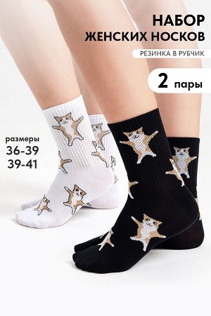 Носки женские Флексо - кот (набор 2 пары)