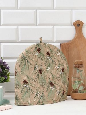 Грелка на чайник Этель Spruce branches 28x28 см, 100% хлопок, саржа 190 г/м²