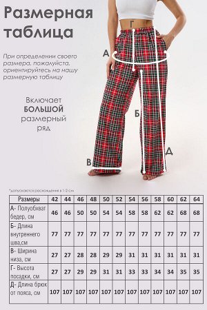 Брюки палаццо домашние широкие красная клетка