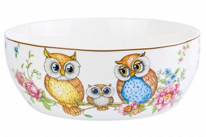 Салатник 20x20x7.5 см 1.7 л "Совушки", NEW BONE CHINA