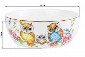 Салатник 20x20x7.5 см 1.7 л "Совушки", NEW BONE CHINA