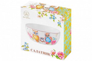 Салатник 20x20x7.5 см 1.7 л "Совушки", NEW BONE CHINA