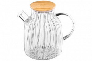 Чайник Crystal Glass 1,8 л с ситом и бамбуковой крышкой, стекло