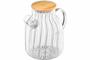 Чайник Crystal Glass 1,8 л с ситом и бамбуковой крышкой, стекло
