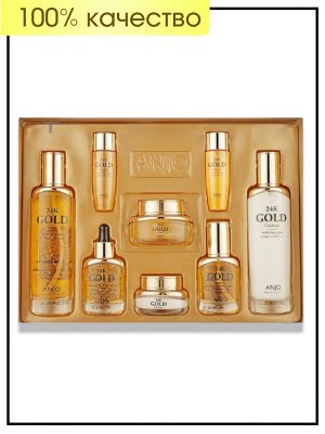 Anjo Professional Набор для лица антивозрастной из 24-каратного золота Skin Care 6 Set 24K Gold, 120/120/35/35/30/30 мл 50/30 гр