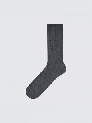 UNIQLO - однотонные цветные носки унисекс в рубчик - 08 DARKGRAY