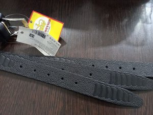 Ремень детский классический из натуральной кожи с узором цвет Черный (Tsarevich)