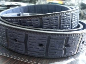 Ремень детский классический из натуральной кожи с узором цвет Синий (Tsarevich)
